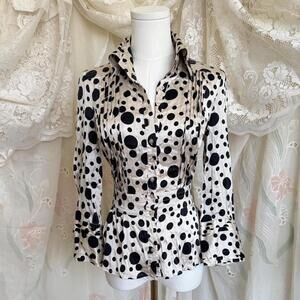 Y2K bebe silk dalmatian print button up blouse Sz. S